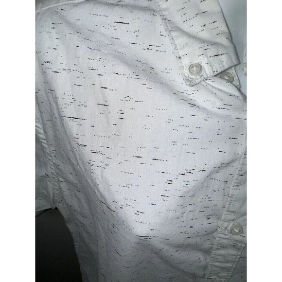 Demin & Flower Button Down Men's Medium White  Short Sleeve Slim Fit - Picture 2 of 7